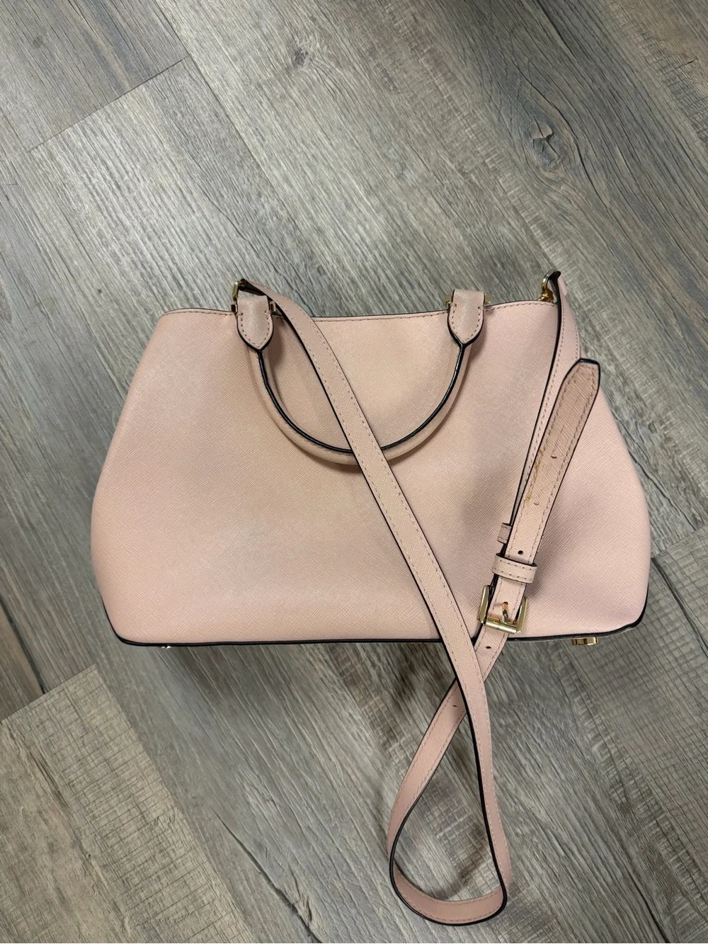 Michael Kors Blush Saffiano Leather Satchel with Gold Hardware